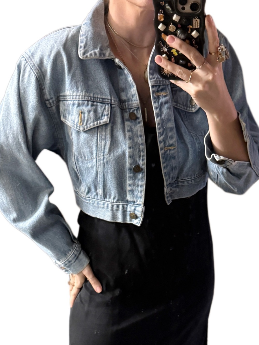 Vintage 80s Derrieres Cropped Denim Jean Jacket Sz m